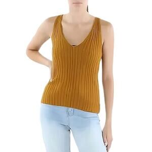 Jessica Simpson Edith Racerback Tank Top Sweater Sleeveless V Neck Brown W M NWT